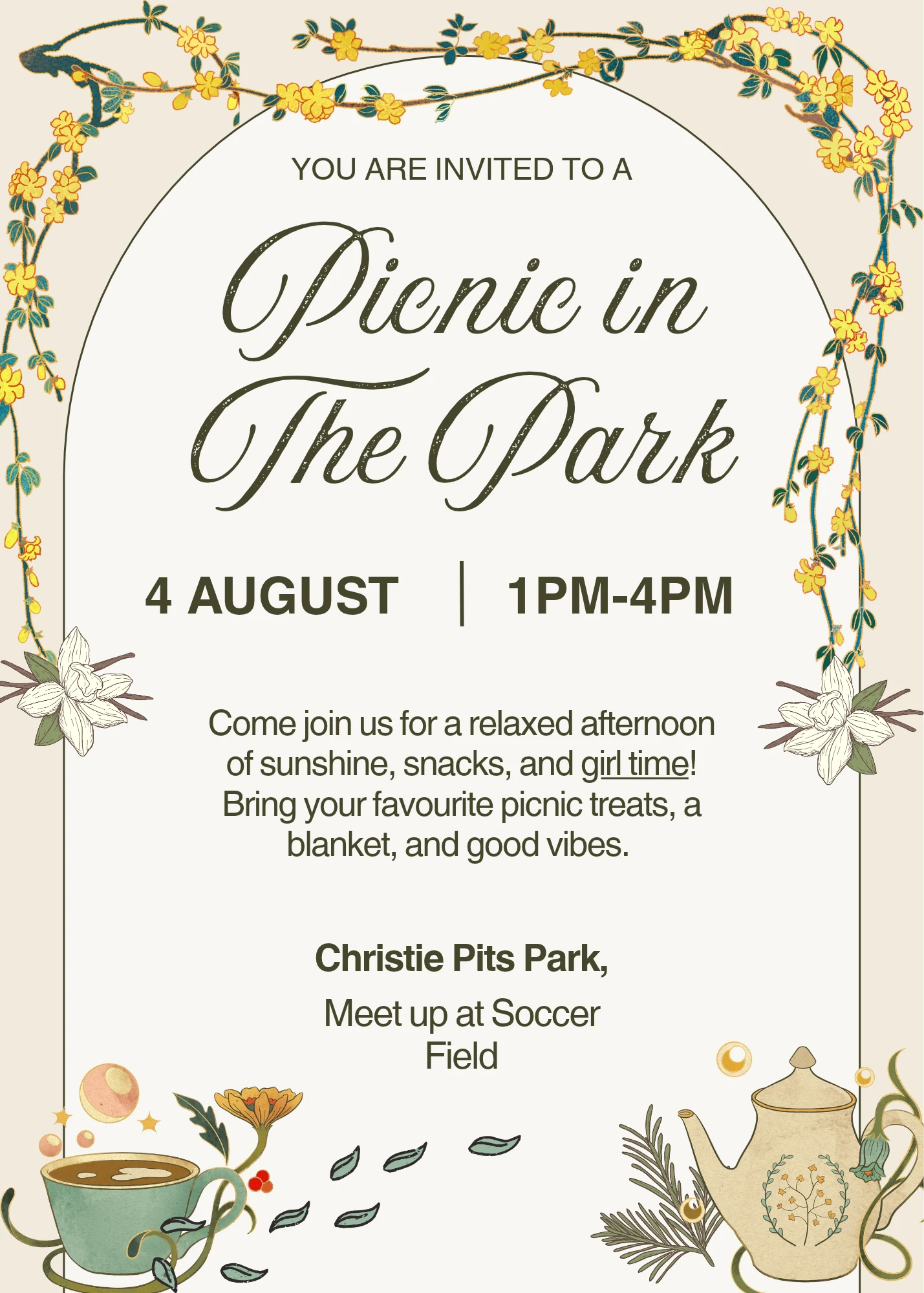 Picnic in the park event poster