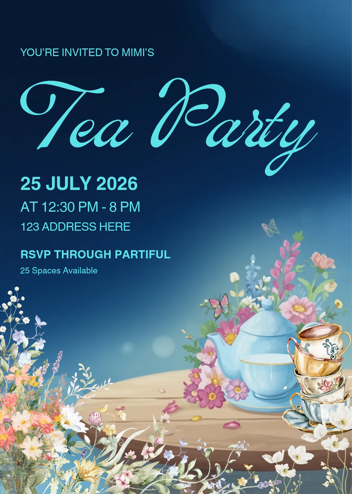 Tea party event poster