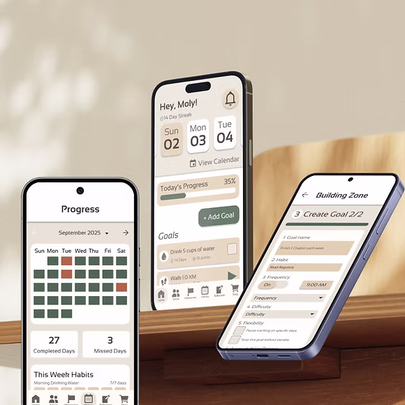 HabitU interface mockups