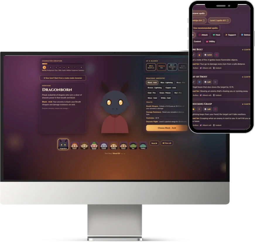 Origin character creator shown on a desktop monitor and a phone